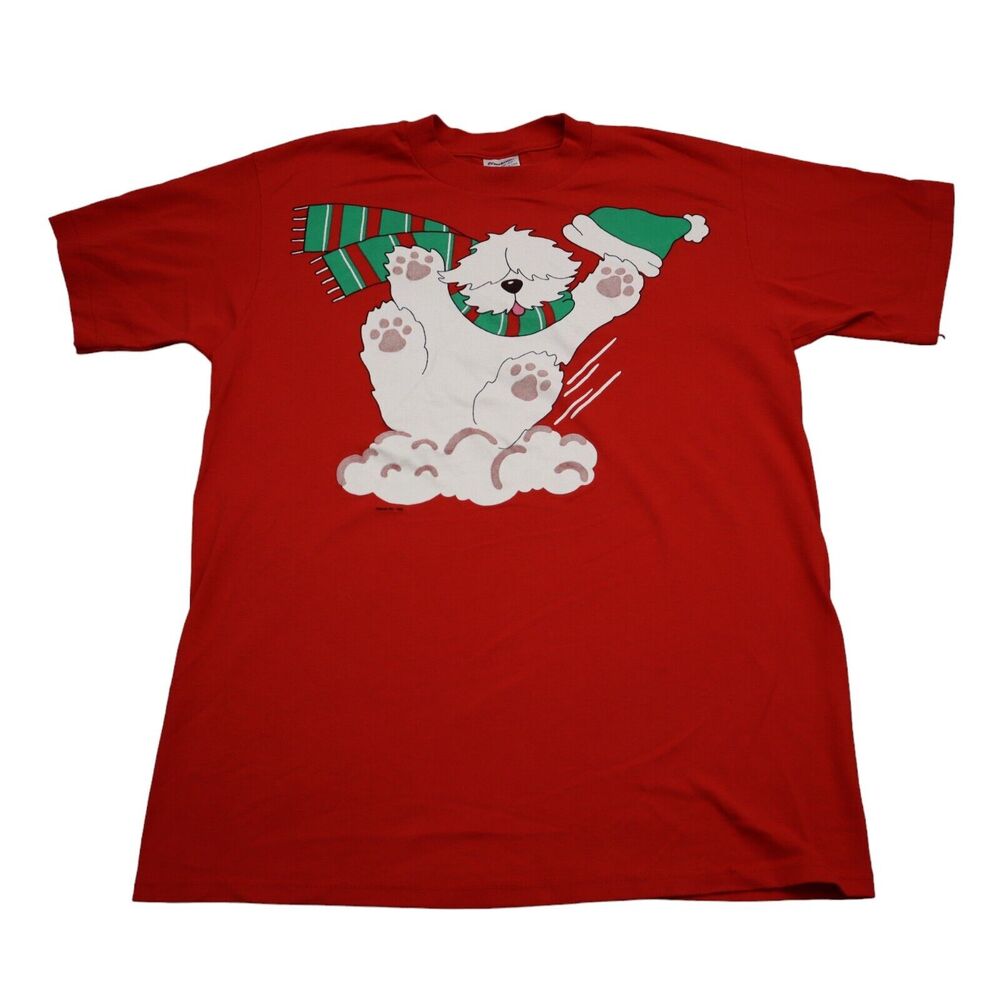 Stedman Shirt Mens L Red Short Sleeve Crew Neck Graphic Print Casual T Shirt